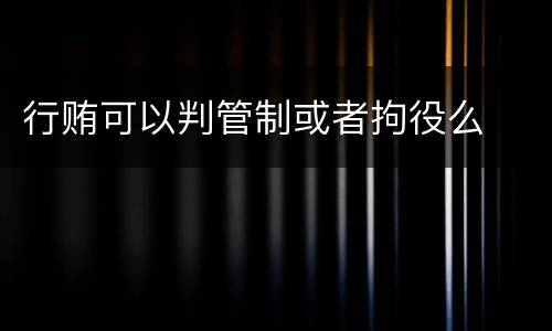 行贿可以判管制或者拘役么