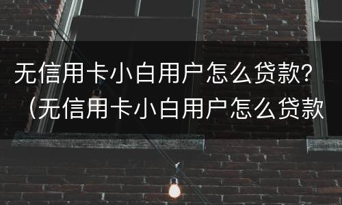 无信用卡小白用户怎么贷款？（无信用卡小白用户怎么贷款买房）
