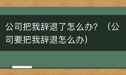 公司把我辞退了怎么办？（公司要把我辞退怎么办）