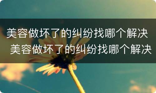 美容做坏了的纠纷找哪个解决 美容做坏了的纠纷找哪个解决办法