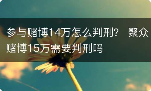 参与赌博14万怎么判刑？ 聚众赌博15万需要判刑吗