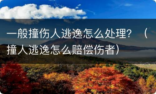 一般撞伤人逃逸怎么处理？（撞人逃逸怎么赔偿伤者）