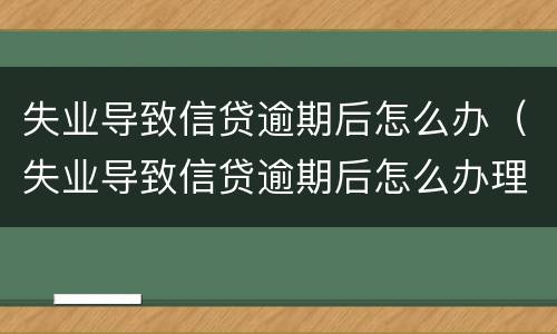 失业导致信贷逾期后怎么办（失业导致信贷逾期后怎么办理）