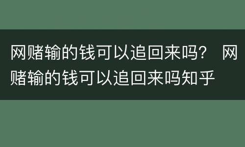 网赌输的钱可以追回来吗？ 网赌输的钱可以追回来吗知乎