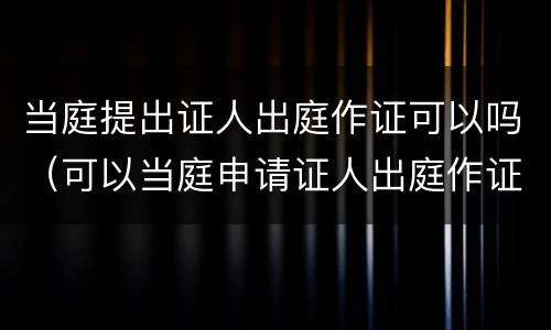 当庭提出证人出庭作证可以吗（可以当庭申请证人出庭作证吗）