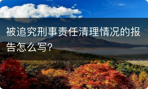 被追究刑事责任清理情况的报告怎么写？