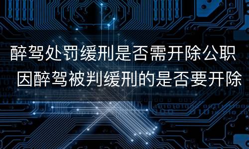 醉驾处罚缓刑是否需开除公职 因醉驾被判缓刑的是否要开除党籍