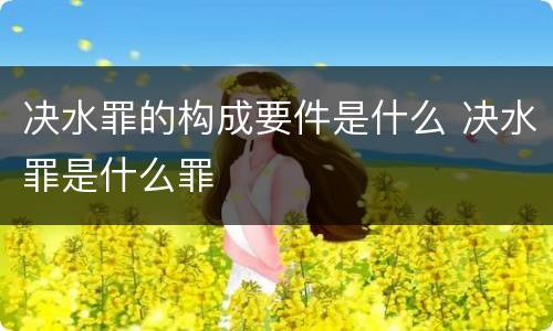 决水罪的构成要件是什么 决水罪是什么罪