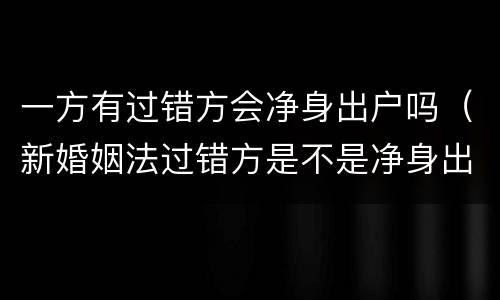 一方有过错方会净身出户吗（新婚姻法过错方是不是净身出户）