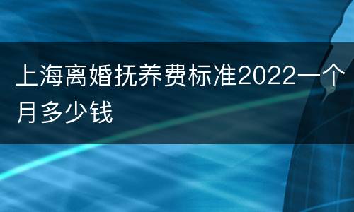 上海离婚抚养费标准2022一个月多少钱