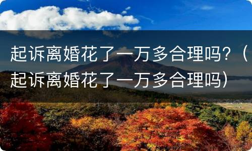 起诉离婚花了一万多合理吗?（起诉离婚花了一万多合理吗）