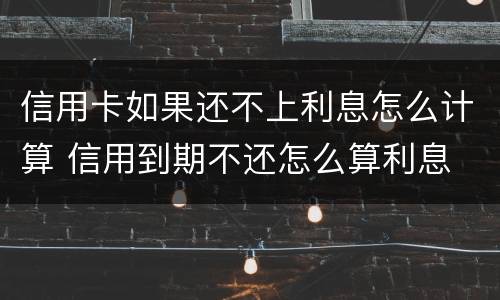 信用卡如果还不上利息怎么计算 信用到期不还怎么算利息