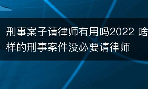 刑事案子请律师有用吗2022 啥样的刑事案件没必要请律师