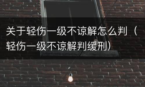 关于轻伤一级不谅解怎么判（轻伤一级不谅解判缓刑）