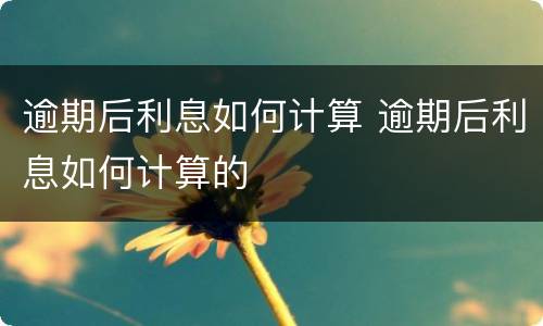 逾期后利息如何计算 逾期后利息如何计算的