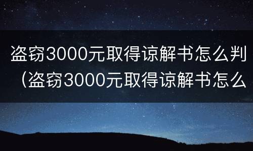 盗窃3000元取得谅解书怎么判（盗窃3000元取得谅解书怎么判刑）