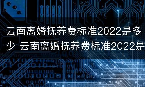 云南离婚抚养费标准2022是多少 云南离婚抚养费标准2022是多少呢