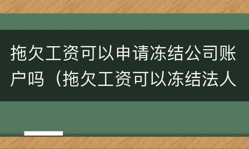 拖欠工资可以申请冻结公司账户吗（拖欠工资可以冻结法人个人资产吗）