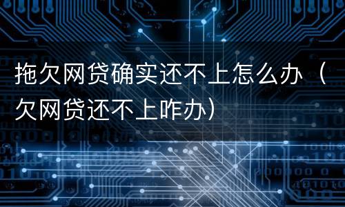 拖欠网贷确实还不上怎么办（欠网贷还不上咋办）