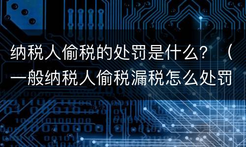 纳税人偷税的处罚是什么？（一般纳税人偷税漏税怎么处罚）
