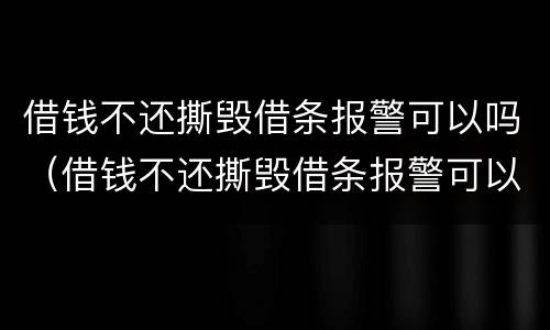 借钱不还撕毁借条报警可以吗（借钱不还撕毁借条报警可以吗怎么处理）