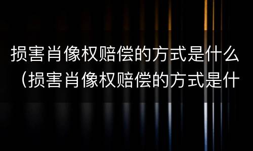 损害肖像权赔偿的方式是什么（损害肖像权赔偿的方式是什么意思）