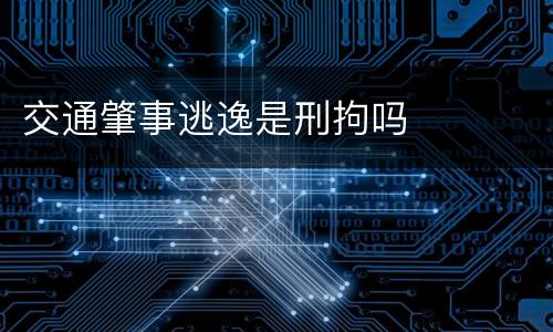 交通肇事逃逸是刑拘吗