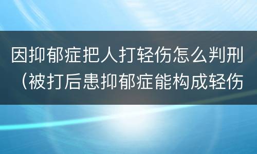 因抑郁症把人打轻伤怎么判刑（被打后患抑郁症能构成轻伤吗）