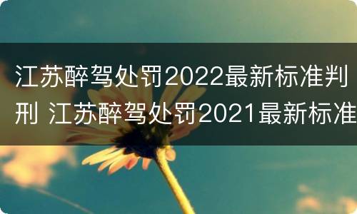 江苏醉驾处罚2022最新标准判刑 江苏醉驾处罚2021最新标准