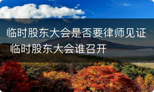 临时股东大会是否要律师见证 临时股东大会谁召开