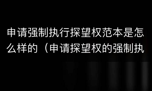 申请强制执行探望权范本是怎么样的（申请探望权的强制执行书怎么写）