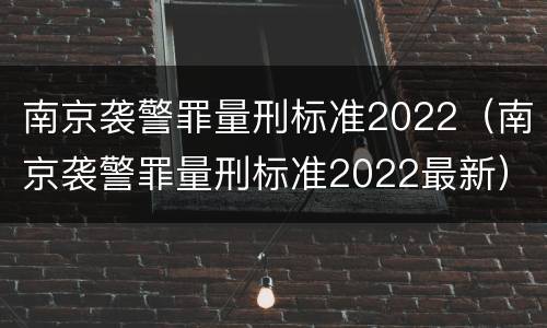 南京袭警罪量刑标准2022（南京袭警罪量刑标准2022最新）