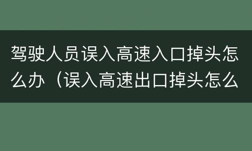 驾驶人员误入高速入口掉头怎么办（误入高速出口掉头怎么办）