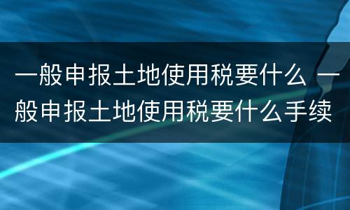 一般申报土地使用税要什么 一般申报土地使用税要什么手续