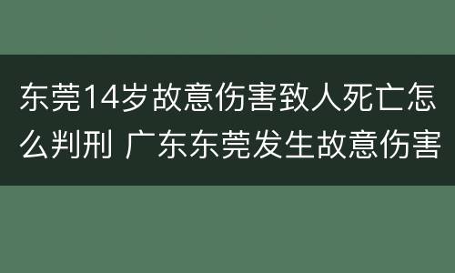 东莞14岁故意伤害致人死亡怎么判刑 广东东莞发生故意伤害罪