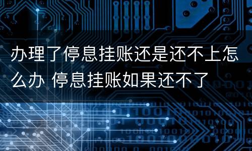 办理了停息挂账还是还不上怎么办 停息挂账如果还不了