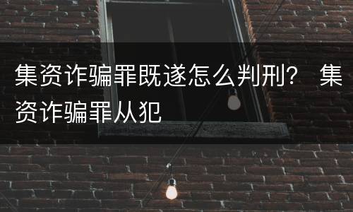 集资诈骗罪既遂怎么判刑？ 集资诈骗罪从犯