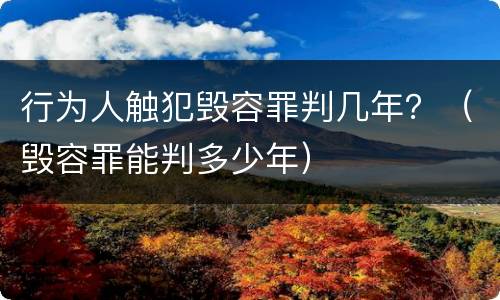 行为人触犯毁容罪判几年？（毁容罪能判多少年）