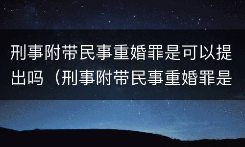 刑事附带民事重婚罪是可以提出吗（刑事附带民事重婚罪是可以提出吗）