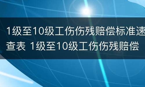 1级至10级工伤伤残赔偿标准速查表 1级至10级工伤伤残赔偿标准速查表图片