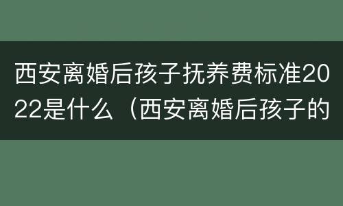 西安离婚后孩子抚养费标准2022是什么（西安离婚后孩子的抚养费怎么算）