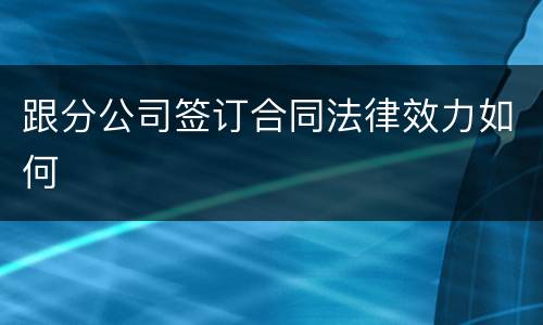 跟分公司签订合同法律效力如何