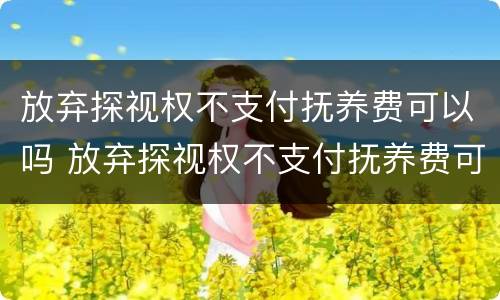 放弃探视权不支付抚养费可以吗 放弃探视权不支付抚养费可以吗法院