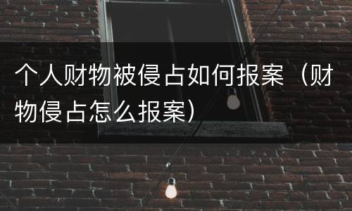 个人财物被侵占如何报案（财物侵占怎么报案）