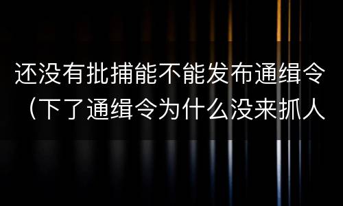 还没有批捕能不能发布通缉令（下了通缉令为什么没来抓人）