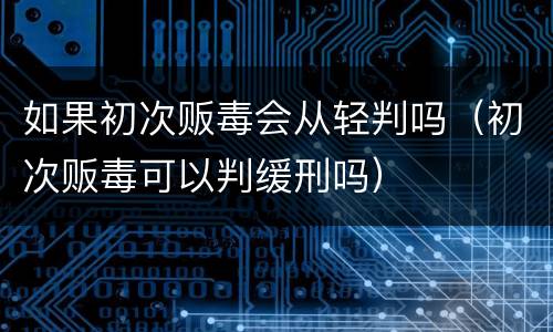 如果初次贩毒会从轻判吗（初次贩毒可以判缓刑吗）