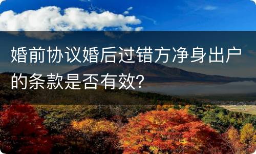 婚前协议婚后过错方净身出户的条款是否有效？