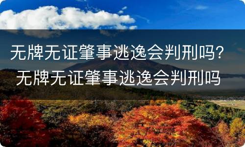 无牌无证肇事逃逸会判刑吗？ 无牌无证肇事逃逸会判刑吗