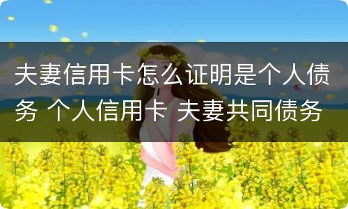 夫妻信用卡怎么证明是个人债务 个人信用卡 夫妻共同债务