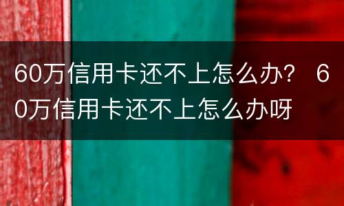 60万信用卡还不上怎么办？ 60万信用卡还不上怎么办呀